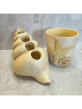 Seychelles Newport Toothbrush Holder & Bathroom Tumbler Nautilus Sea Shell Beach